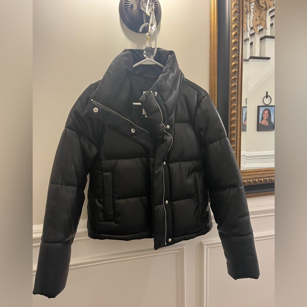 Abercrombie Leather Mini Black Puffer WORN TWICE